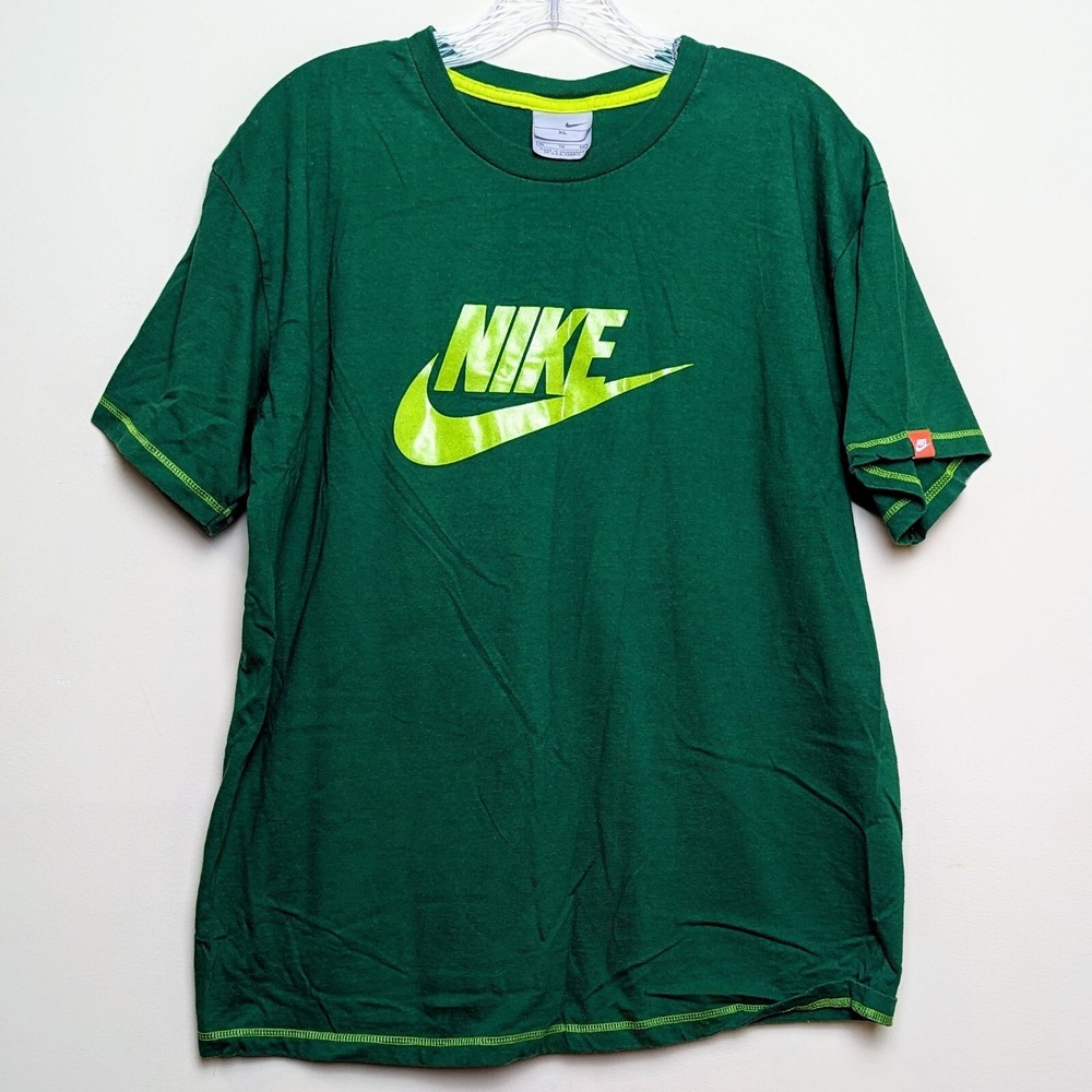 Vintage Nike Swoosh Spellout Essential Shiny Logo Y2K Silver Tag Shirt Large